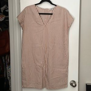 Madewell Striped Tan and White Dress